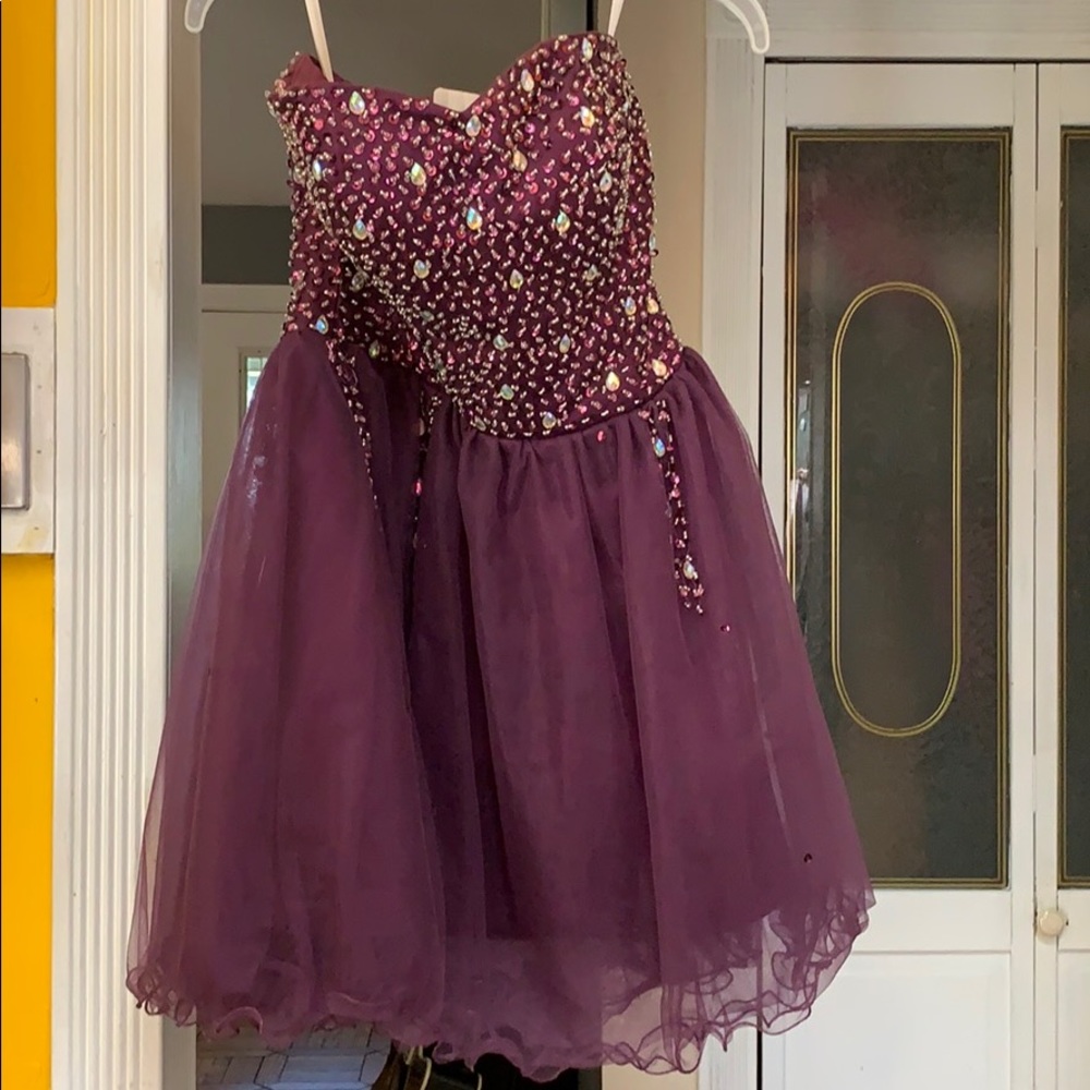 Purple jeweled formal dress